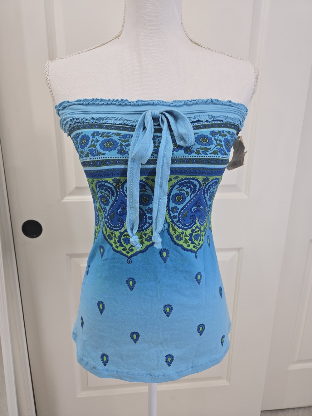 Vintage Blue Paisley Patterned Tube Top from Sugar Tart